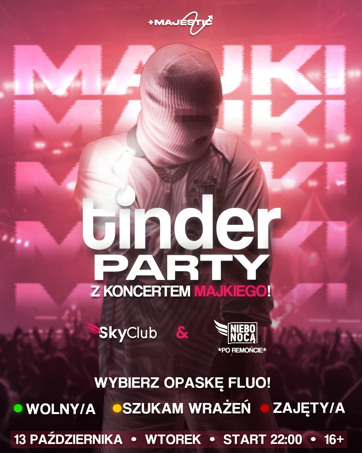 TINDER PARTY Z KONCERTEM MAJKIEGO! | 13.10.2026 III PULA
